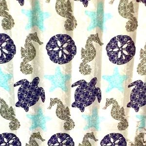 Blue Turtles Seahorse Starfish Sand Dollars Peva Shower Curtain Medallion Design